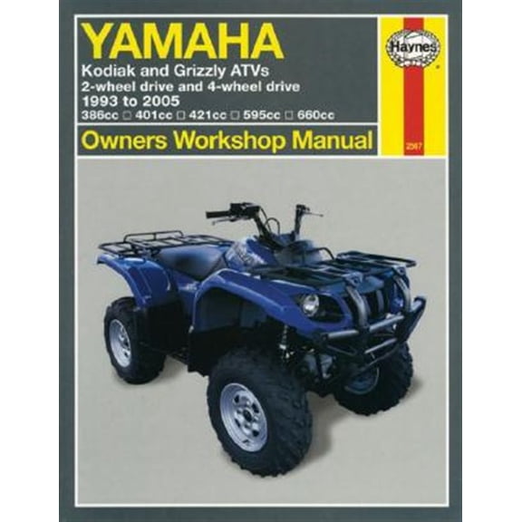 Pre-Owned Yamaha Kodiak & Grizzly 2-wheel & 4-wheel drive 386cc, 401cc, 421cc, 595cc & 660cc (93-05) Haynes Repair Manual ^