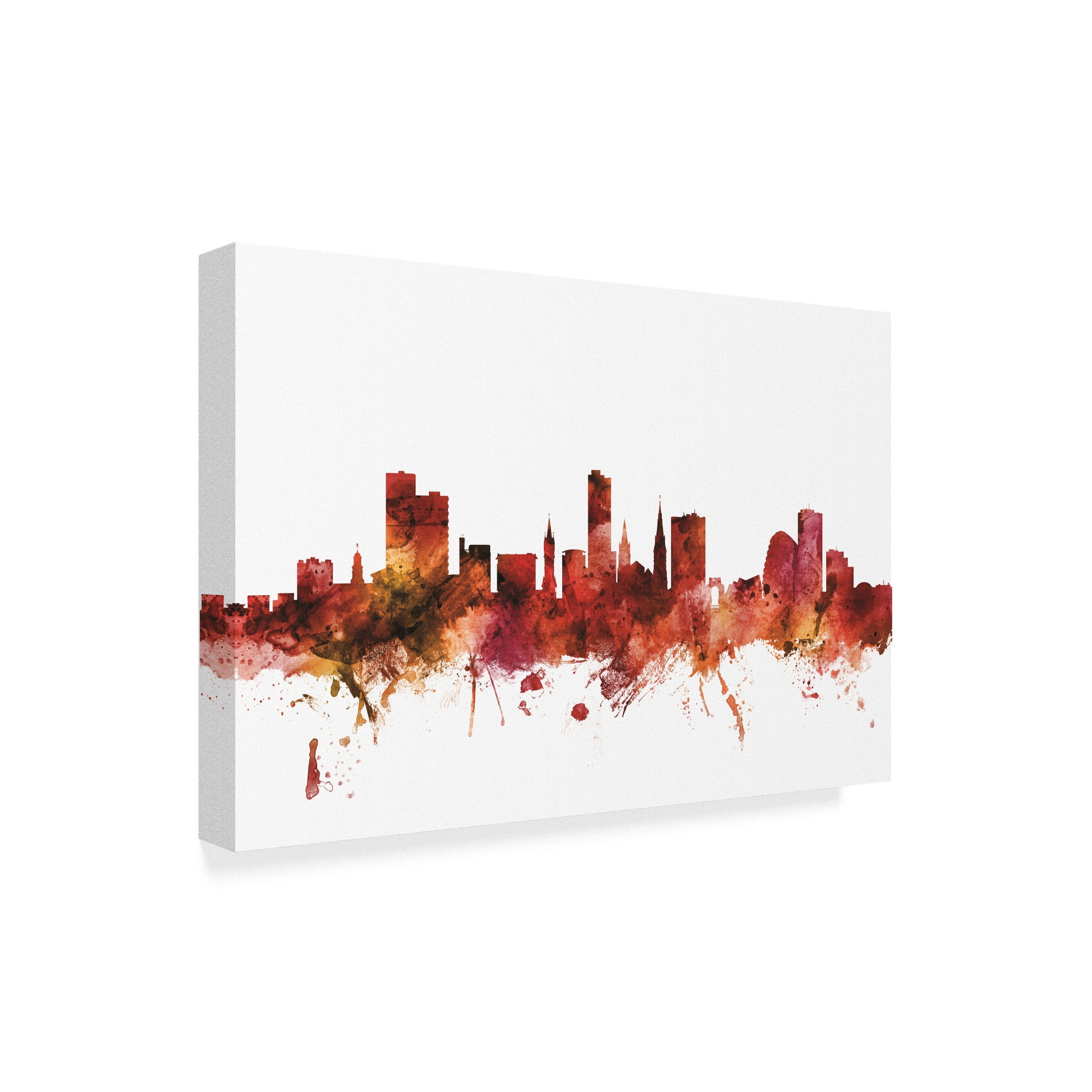 Trademark Fine Art 'Leicester England Skyline Red' Canvas Art by Michael Tompsett