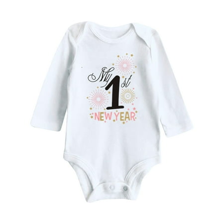 

My First New Year Clothes Baby Boy Girl New Year Outfits Letter Print Romper Jumpsuit Outfits Set