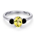 thumbnail image 3 of Gem Stone King 925 Sterling Silver Canary Mystic Topaz and Black Diamond Engagement Ring for Women | 1.14 Cttw | Oval 7X5MM | Gemstone November Birthstone | Size 9, 3 of 6