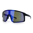 thumbnail image 5 of Color Mirror Polarized Wrap Sport Oversized Shield Rimless Plastic Sunglasses Black Blue - Blue Mirror, 5 of 8