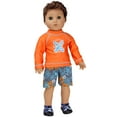 thumbnail image 3 of Sophia's - 18" Doll - Surf Shirt & Floral Print Swim Trunks - Orange, 3 of 4
