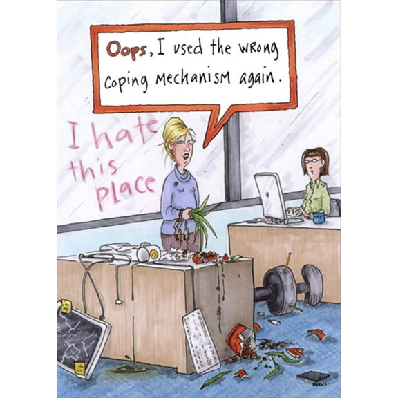 Oatmeal Studios Woman at Messy Office Desk Funny / Humorous Feminine Birthday Card for Her / Woman