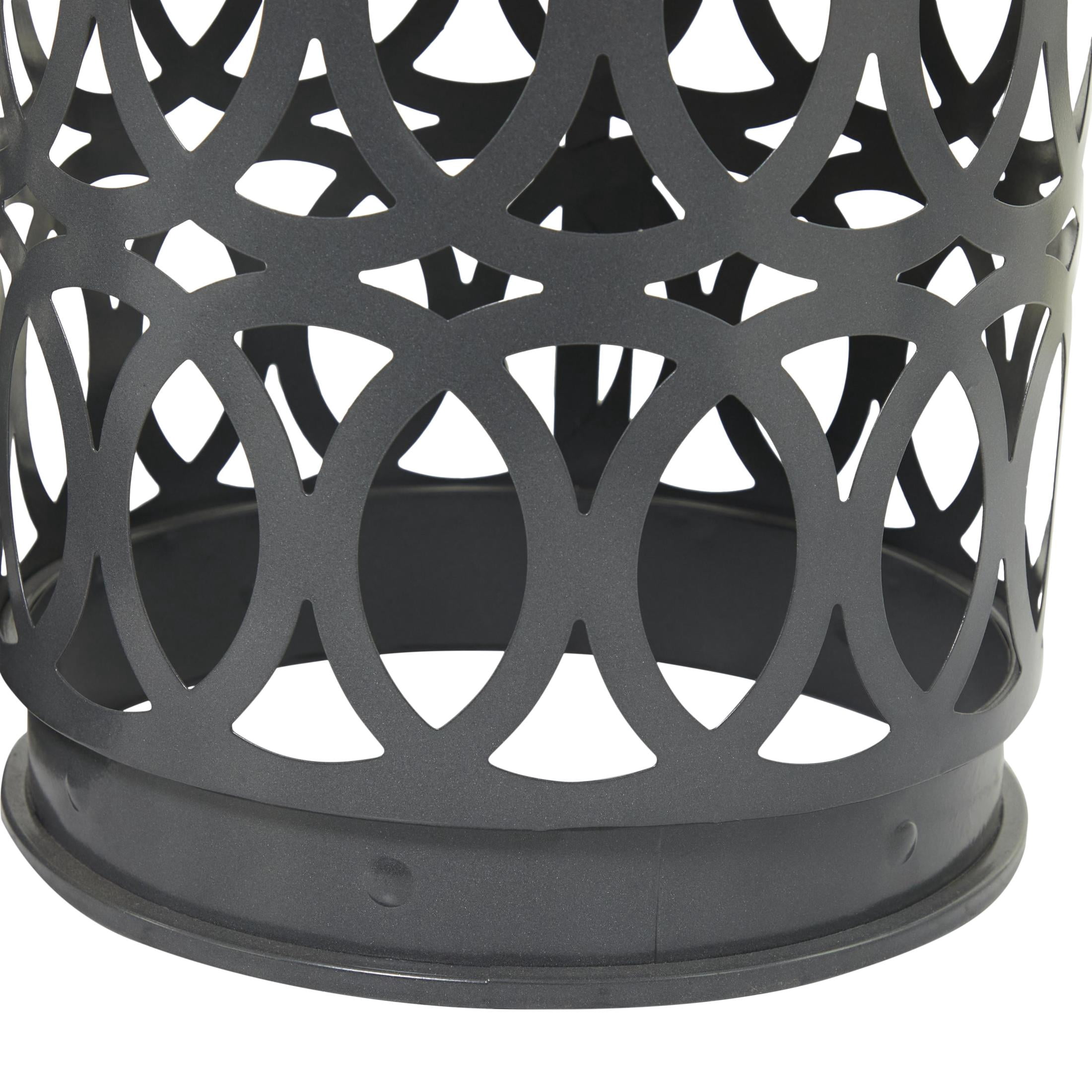 DecMode 16" x 23" Gray Metal Indoor Outdoor Nesting Geometric Accent Table with Cutout Circle Pattern, 3-Pieces
