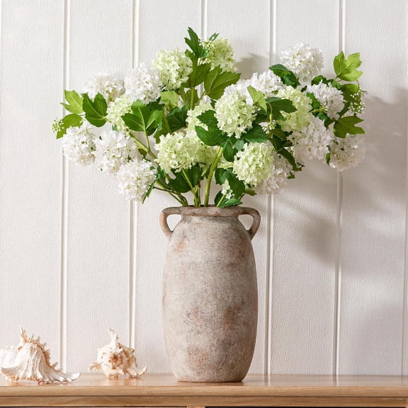 Farmhouse Rustic Ceramic Flower Vase, 12 Inch Tall Terracotta Pottery, Decorative Home Vase for Table, Mantel, Living Room, or Wedding