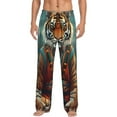 thumbnail image 2 of Picia Pond Meditating Tiger Mens Soft Woven Cotton Elastic Waistband Sleep Pajama Pant Lounge Sleep Pant With Pockets And Drawstring-X-Large, 2 of 9