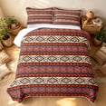 thumbnail image 3 of Erosebridal Southwestern Aztec Quilt King, Retro Rhombus King Coverlet Set, Terracotta Blue Black Cream 3-Piece, 1 Bedspread and 2 Pillowcases, 3 of 7
