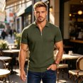 thumbnail image 7 of KLHDSF Men's Textured Knit Polo Shirts 1/4 Zipper Shirts Short Sleeve Casual Lightweight Golf Shirt Army Green L, 7 of 7