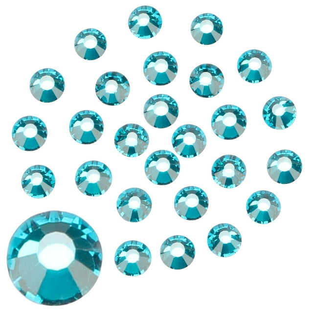 Jollin Pegamento Fix Cristal Flatback Rhinestones Cristal Diamantes Gemas para Manualidades Arte de Uñas Decoraciones Ropa Zapatos 0.071 in (ss5 2880pcs Aquamarine)