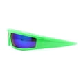 thumbnail image 3 of Robotic Futurism Streamline Wrap Arm Rectangular Plastic Sunglasses Green - Blue Mirror, 3 of 4