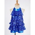 thumbnail image 3 of LiiYii Kids Sparkly Sequins Dance Dress Leotard Girls Jazz Latin Rumba Samba Dance Dress Tassel Royal Blue 8, 3 of 7