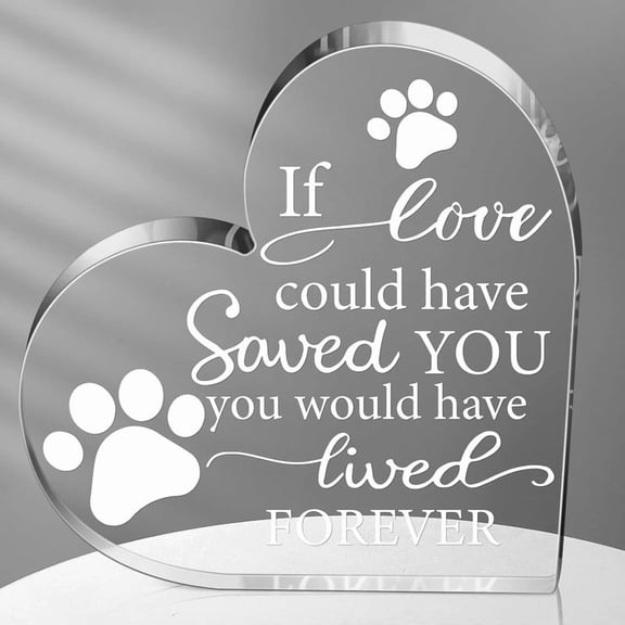 Pet Memorial Gift Pet Keepsake Sympathy For Loss Remembrance Cat Memorial Bereavement Crystal Acrylic Heart Decor Crystal Acrylic Heart Condolence Gifts For Loss Of Loved One(If Love Could) 4X4 In