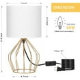thumbnail image 6 of Haitral 13.8” Hollowed Diamond Gold Table Lamp with White Fabric Shade, 6 of 7