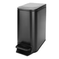 thumbnail image 1 of Cesun Papelera de baño pequeña con tapa de cierre suave, pedal de paso, cubo de basura de acero inoxidable de 6 litros/1,6 galones con cubo interior extraíble, acabado antihuellas (negro mate), 1 of 5