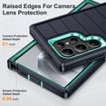 thumbnail image 6 of ShellTech Stand Case for Samsung Galaxy S24 Ultra,Shockproof 3-Layer Protection Case Military Grade Protective Kickstand Back Cover for Galaxy S24 Ultra,Navy+Mint, 6 of 7