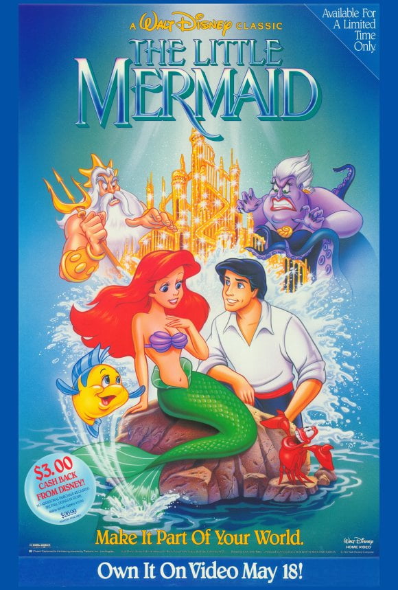 The Little Mermaid movie POSTER (Style B) (27" x 40") (1989