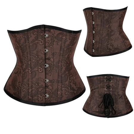 FAKKDUK Underbust Corsets for Women Corset Top Waist Trainer Fashion Bustier Plus Size Corset Boned Waist Training Cincher Waspie Underbust Tight Shaper Corset  Brown&L