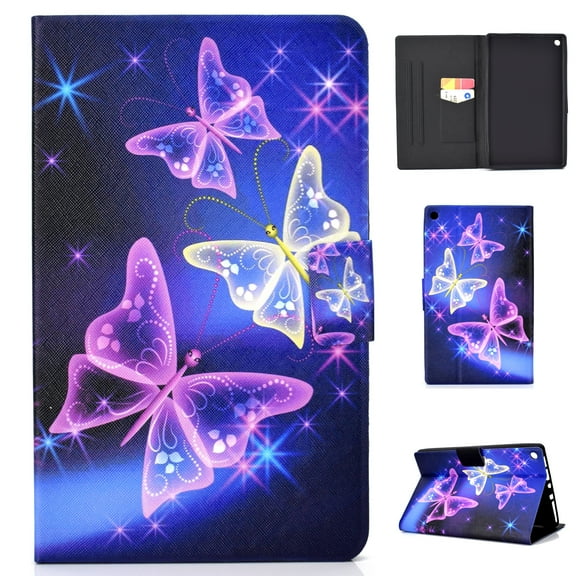 Kindle Fire 8-inch 2016/ 2017/ 2018 Case, Allytech Smart Folio Stand Shell Cover with Auto Sleep Wake Feature for Amazon Kindle Fire 8"(6th/ 7th/ 8th Gen, 2016/ 2017/ 2018 Version), Sparkle Butterfly