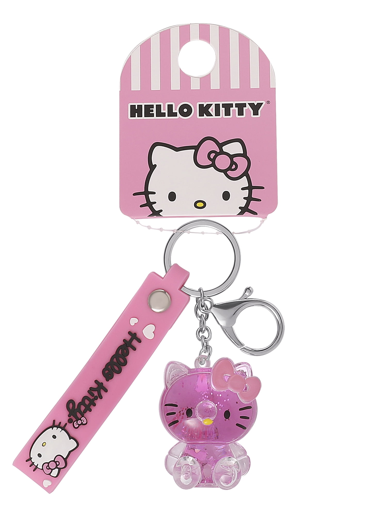 Sanrio Girls’ Hello Kitty Pink Glitter Liquid Keychain Charm
