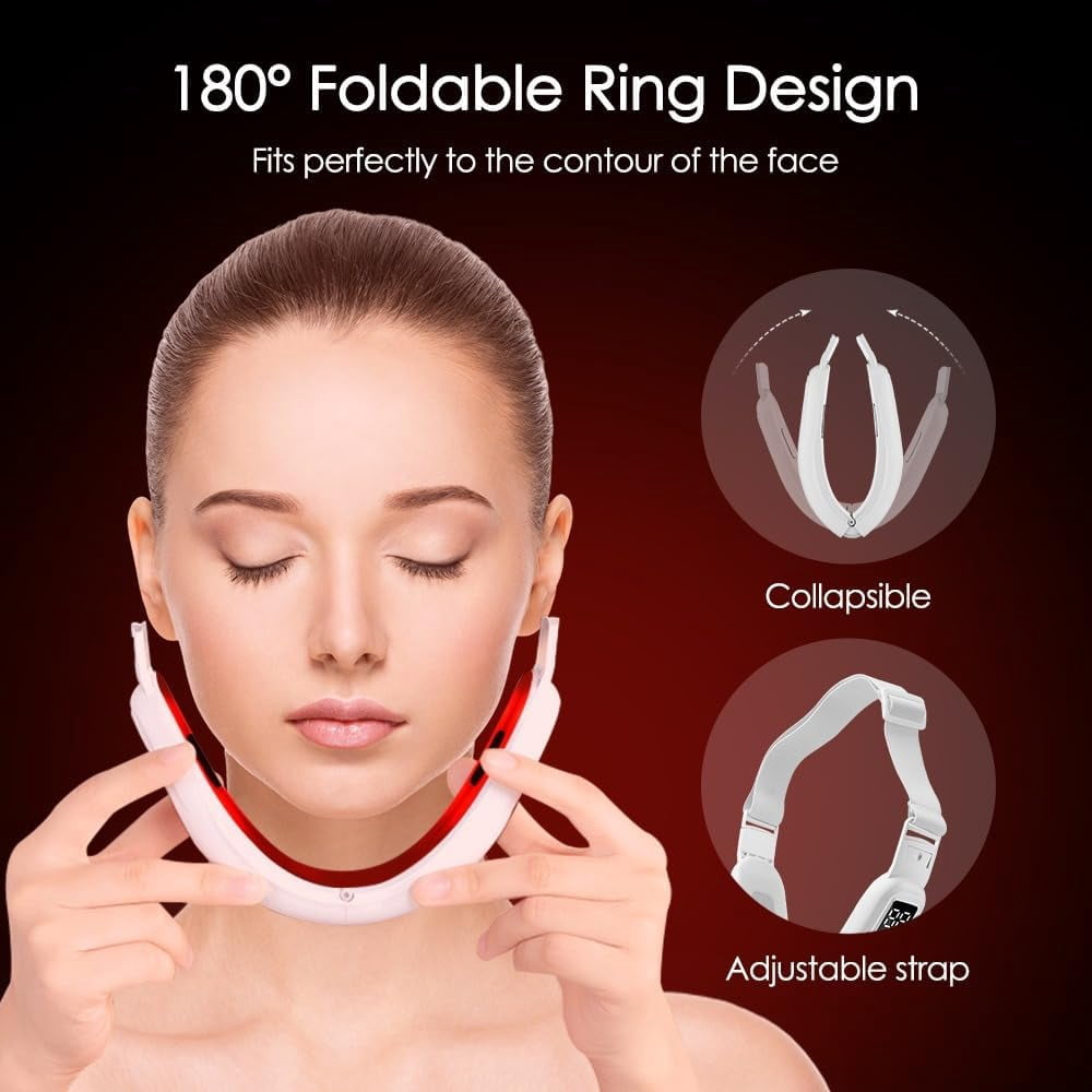 Vitala V Line Lifting Device and Double Chin Reducer, Electric Facial Massager with 8 Modes and 15 Intensities for V Face Contouring (1 Count, White)