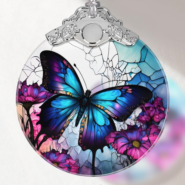 Adorno navideño con forma de mariposa con forma de mariposa, 7,5 x 9 cm
