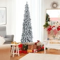 thumbnail image 2 of Topbuy 6FT Pre-lit Artificial Christmas Tree Snow-flocked Xmas Pencil Tree with 407 Branch Tips 250 LED Lights 2 Lighting Colors, 2 of 9