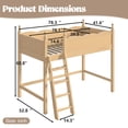 thumbnail image 7 of Miniyam Twin Loft Bed for Kids with Guardrails and Ladder, Solid Wood Space Saving Bed Frame, Natural, 7 of 7