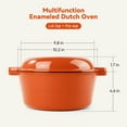 thumbnail image 3 of Daluvenix 2 in 1 Cast Iron Dutch Oven Pot with Skillet Lid, 6+2qt Pre-Seasoned Multipurpose Cookware for baking, braising, and stewing,  Orange, 3 of 8