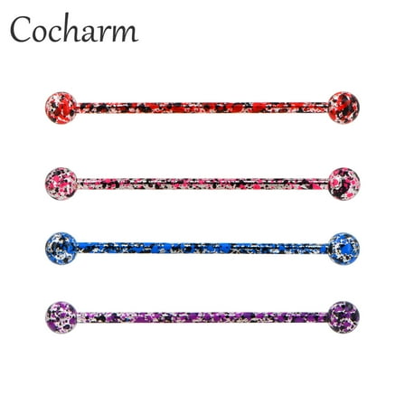 4PCS Industrial Piercing Jewelry Straight Barbell 14G 35mm 316L Surgical Steel Cartilage Earrings