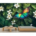 thumbnail image 3 of Butterfly Floral Wall Murals For Bedroom - Floral Botanical Murals, White Flower Wall Mural For TV Background, Butterfly Large Mural 79"W x 55"H (Not Peel and Stick), 3 of 6