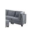 thumbnail image 2 of Living Room Gray Fabric Tufted Cushion 6pc L-Sectional Sofa Set 2x Corner Wedge 3x Armless Chairs 1x Ottoman Modular Couch, 2 of 10