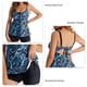 thumbnail image 5 of Trajes de baño de 2 piezas para mujer, Top y pantalones cortos estampados a la moda con espalda descubierta y cordón, traje de baño para mujer, anacardo azul y pantalones negros XL, 5 of 6