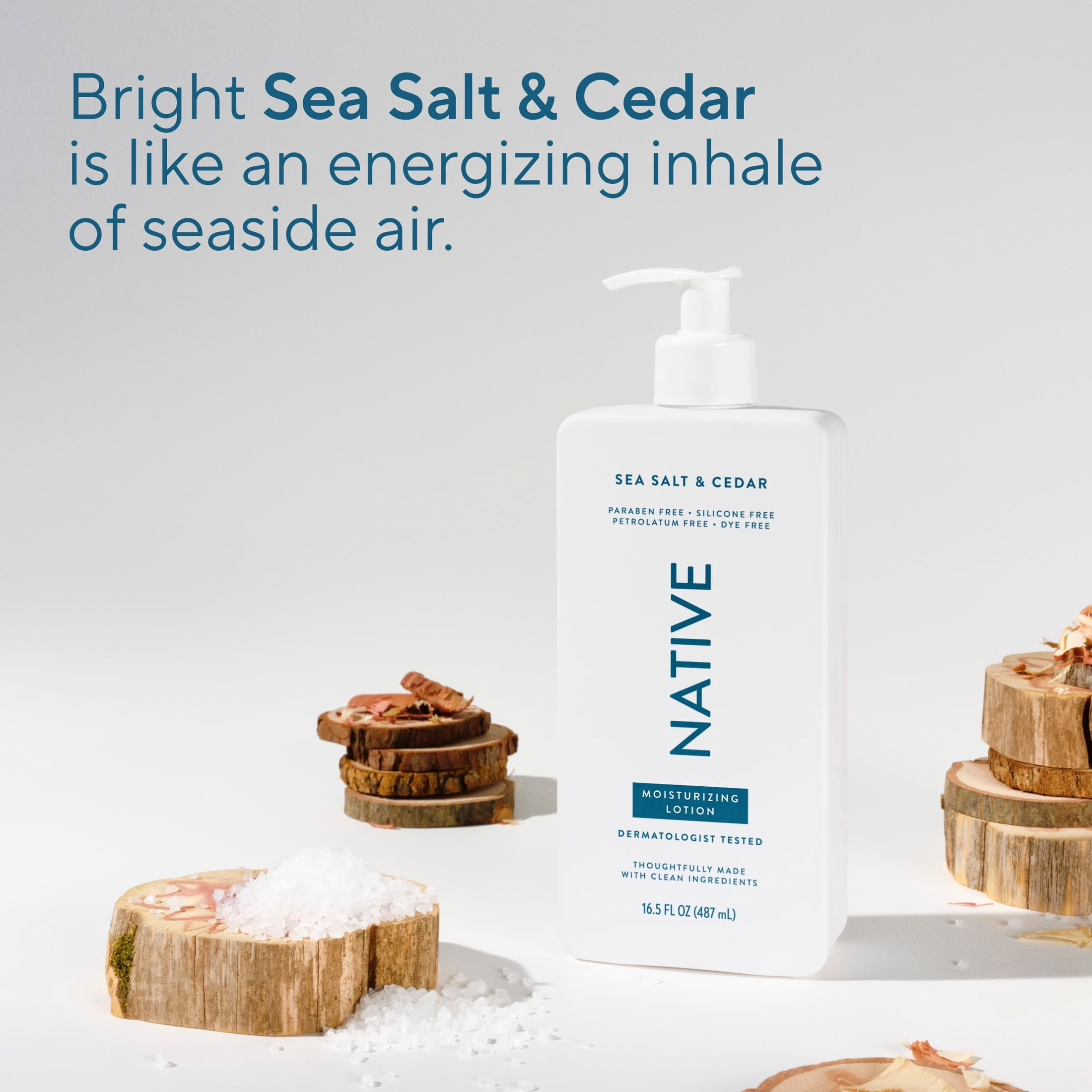 (6 pack) Native Moisturizing Body Lotion, Sea Salt & Cedar, for Women & Men, 16.5 fl oz