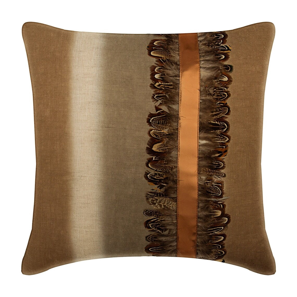 Pillow Cases, Decorative Pillow Cover, 14x14 inch (35x35 cm) Beige Linen Pillowcase, Square Ombre with Feather Throw Pillows Cover, Couch Cushion Cover, Contemporary - Feather Friend