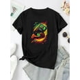 thumbnail image 2 of Camiseta básica para mujer verano SuaveWomen'S Casual Crew Neck T-Shirt with Geometric Vinyl Print, Polyester 95% Spandex 5% Knit Fabric, Medium Stretch, All Season Fashion TopFather's Day, Mother's, 2 of 6