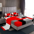 thumbnail image 1 of Erosebridal Red Geometric Bed Sheets Set Full Size, Square Rectangle Bed Sheets Full, Abstract Stripe Decor 4 Pieces, 1 of 7