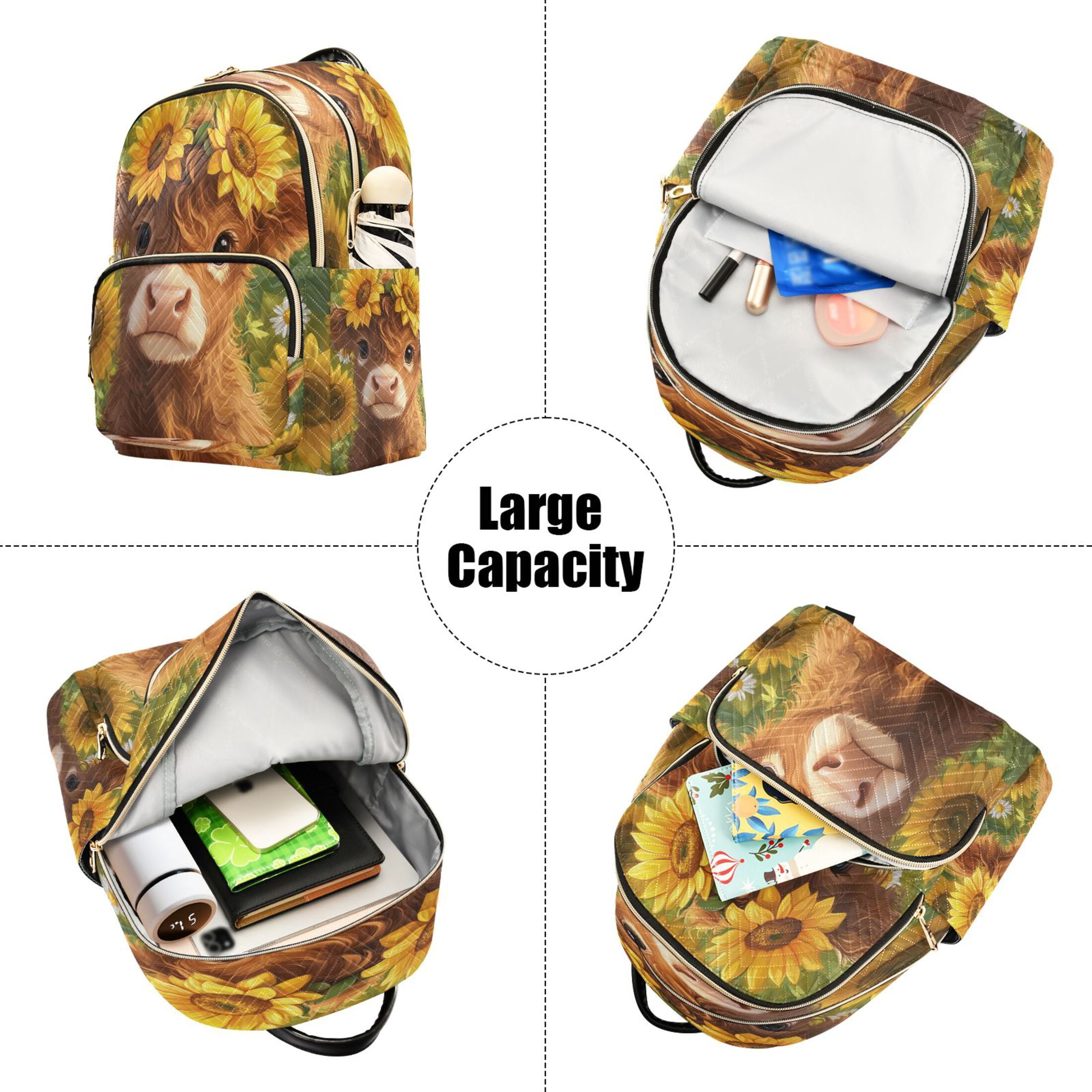 Fashion Backpack Women Casual Bag Cute Highland Cow Travel Backpack for Travel