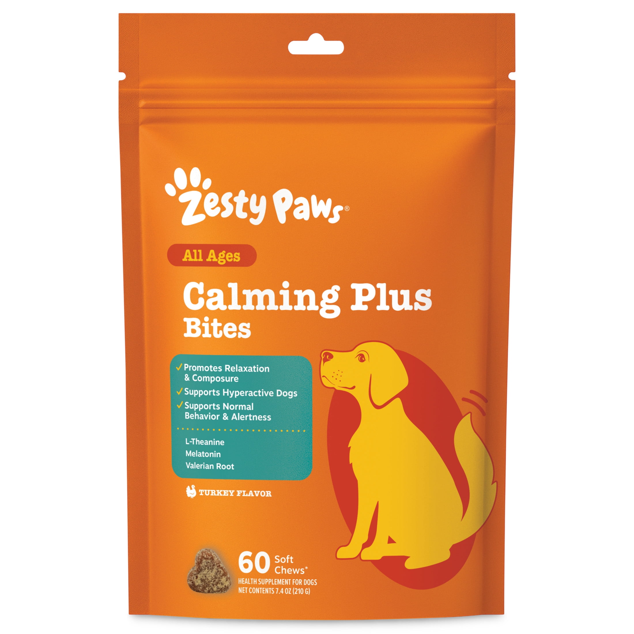 Zesty Paws Calming Plus Bites, Turkey Flavor, All Sizes, 60 Count