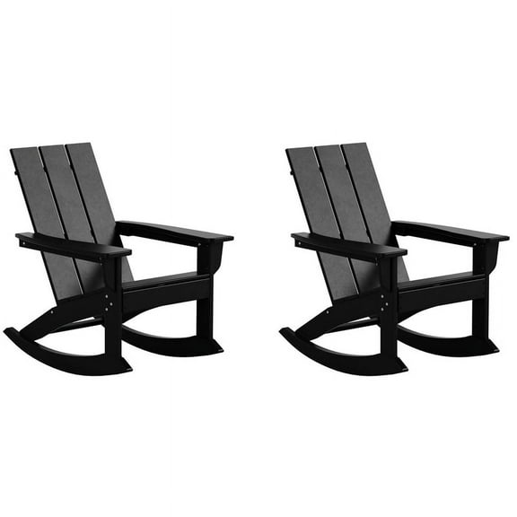 Parkdale Outdoor HDPE Plastic Adirondack Rocking Chair Black (Set of 2)