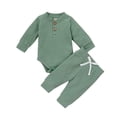 thumbnail image 1 of Kmbangi 2Pcs Tenues de Bambin, Col de Poule Manches Longues Romper + Pantalons Décontractés, 1 of 9