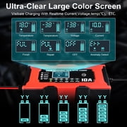 10-Amp Car Battery Charger,Smart Battery Trickle Charger 12V10A Automotive Battery Maintainer Desulfator w/ Temp Compensation Intelligent Pulse Repair 2 in 1 Lead Acid&Lithium Battery Charger for Car