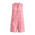 thumbnail image 7 of Bloomae Womens Casual Rompers Overalls Shorts Summer Sleeveless V Neck One Piece Jumpsuits Loose Fit Casual Wide Leg Shorts Outfits with Pocket, 7 of 7