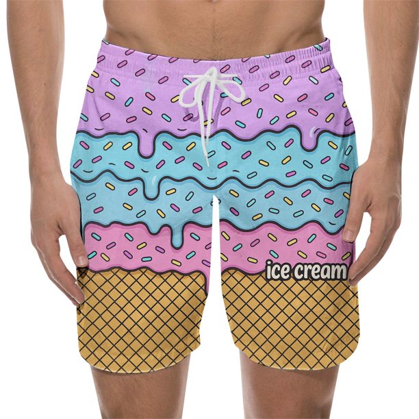 WILLBEST Pantalones Cortos Casuales para Hombre, para Playa, Natación y Entrenamiento, Diseño Elegante con Cordones y Estampado de Hielo Derretido para Cada Temporada.