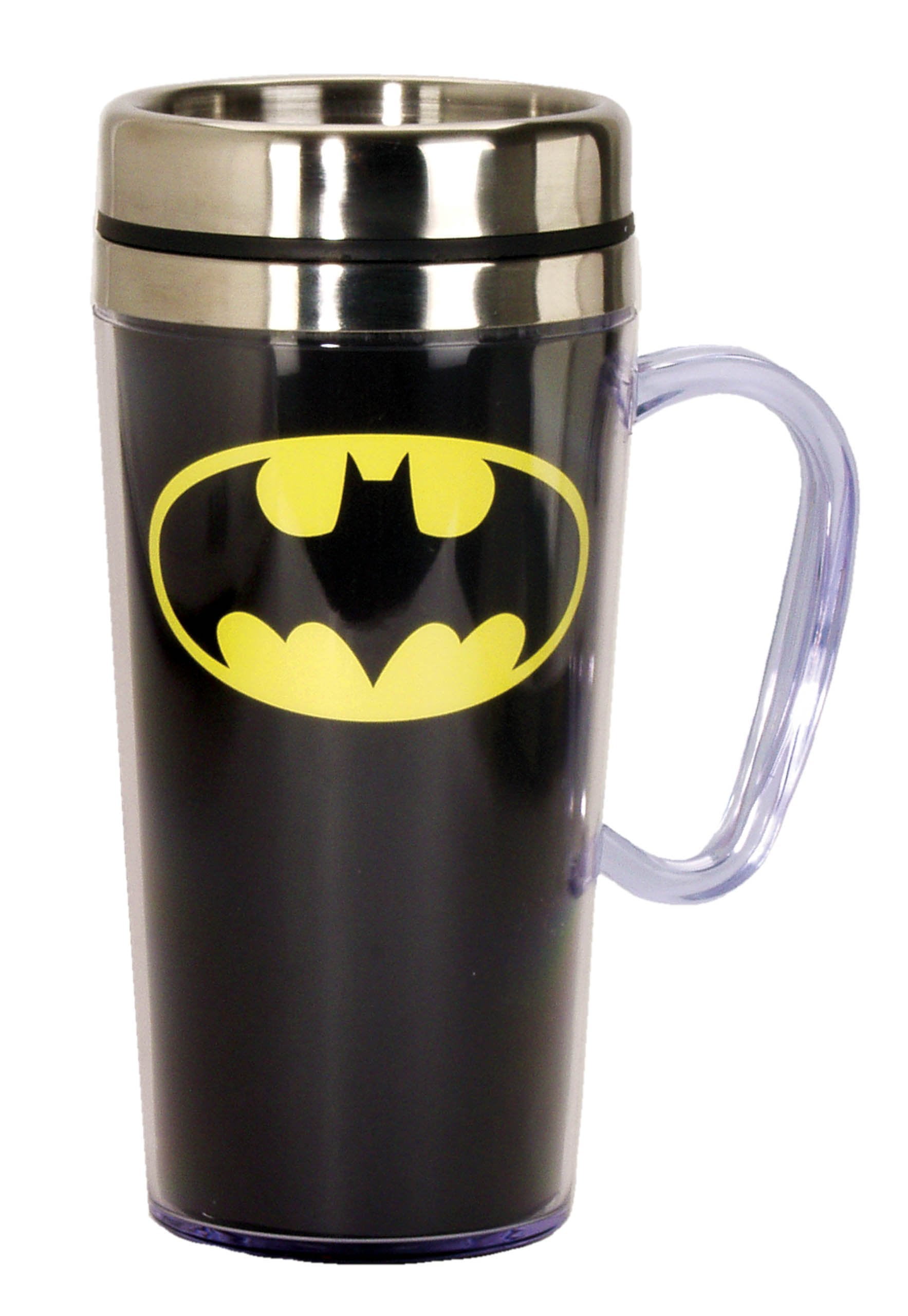 DC Comics Batman Stainless Steel Black Logo Travel Mug Tumbler Cup 