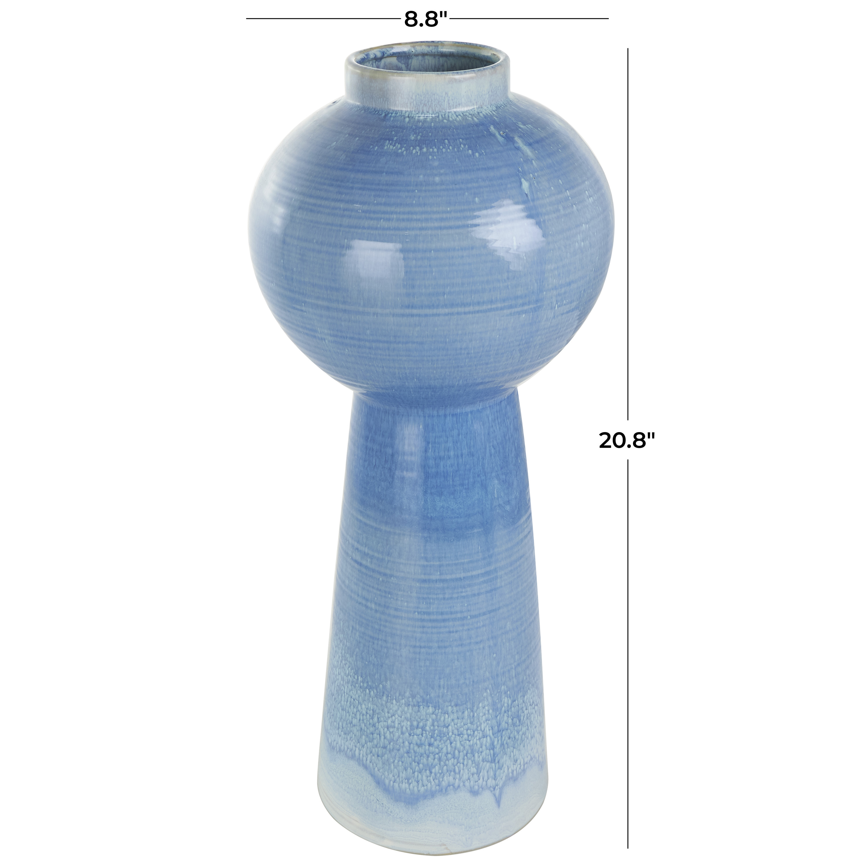 DecMode 21" Bubble Inspired Ombre Blue Ceramic Vase with Unique Texturing
