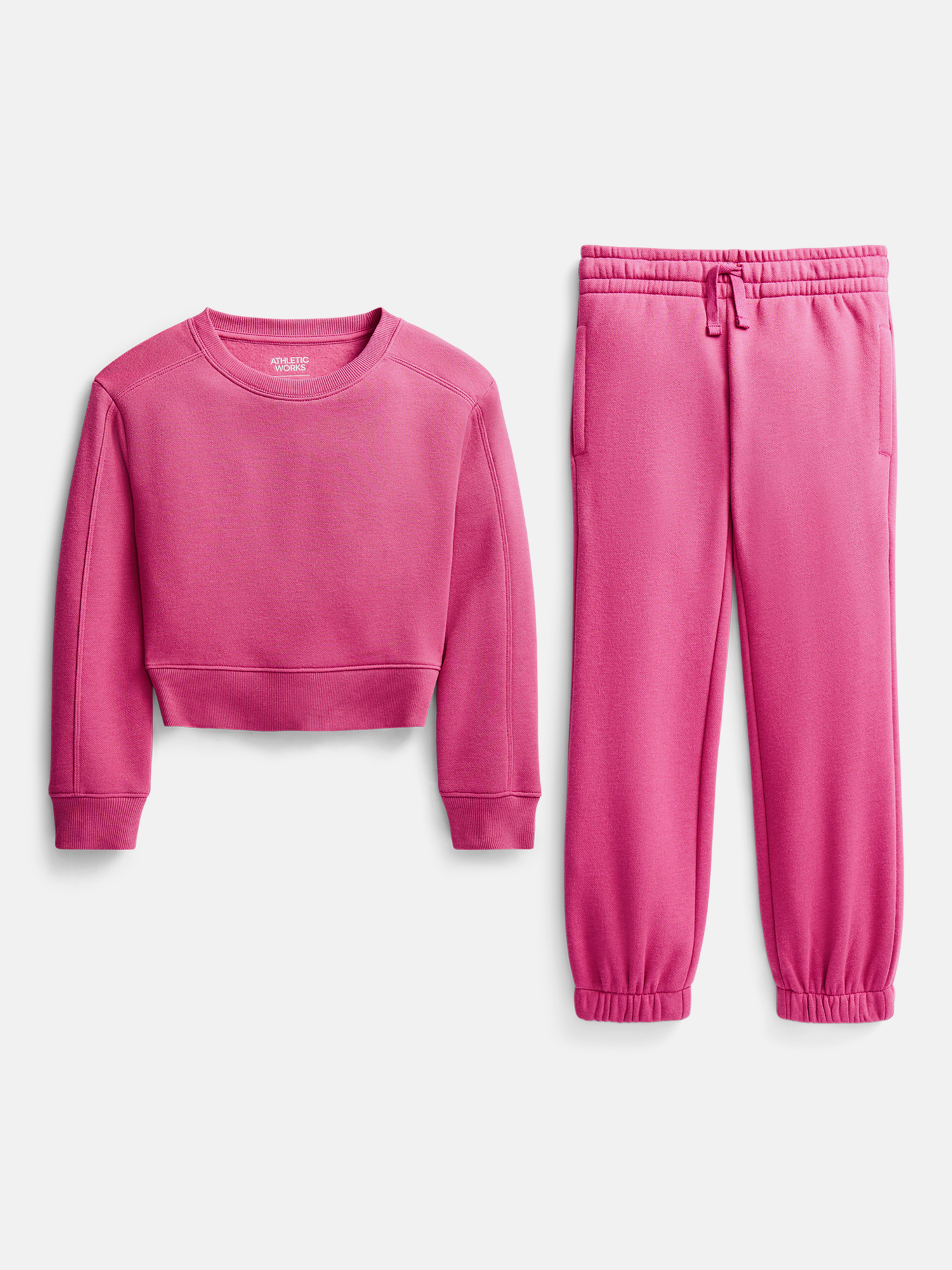 Athletic Works Girls' Fleece Sweatshirt and Jogger Set