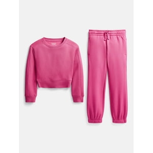 Athletic Works Girls' Fleece Sweatshirt and Jogger Set