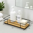 thumbnail image 3 of Bathroom Organizer Bamboo Tray Black Metal Wire, 3 of 6
