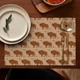 thumbnail image 4 of Brown Buffalo Pattern Summer Placemats Table Placemats Set Of 6-Linen Kitchen Washable Placemats Table Mats 11.8"x17.7" Non-Slip Heat Resistant, 4 of 5