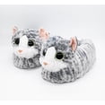 thumbnail image 2 of Onmygogo Indoor Fuzzy Winter Animal Cat Plush Slippers for Women and Men(Size 9-10.5, Gray), 2 of 7